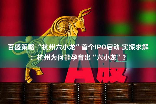 百盛策略 “杭州六小龙”首个IPO启动 实探求解：杭州为何能孕育出“六小龙”？