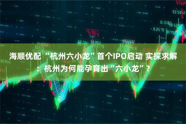 海顺优配 “杭州六小龙”首个IPO启动 实探求解：杭州为何能孕育出“六小龙”？